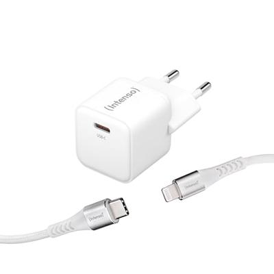 Intenso W30C GaN + C315L USB-oplader 30 W 1x USB-C, 1x Apple Lightning Wit Binnen GaN, USB Power Delivery (USB-PD)