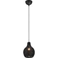 LED Hanglamp Zwart & Hout - E14 Fitting - 1-lichts - Modern Design - thumbnail