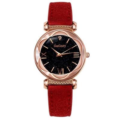 Gogoey dames sterrenhemel lederen riem horloge (rood)
