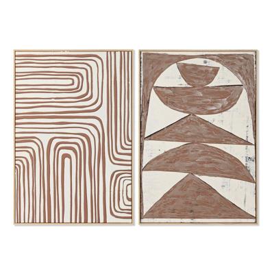 Schilderij Home ESPRIT Beige Terra cotta Abstract 83 x 4,3 x 123 cm (2 Stuks)