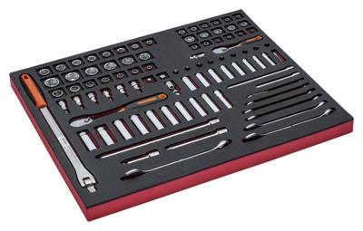 Bahco Foaminlay Fit&Go 3/3 met doppen en toebehoren 1/4" en 3/8" en ringsteeksleutels - 91-delig - FF1A5003