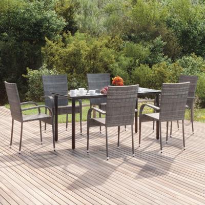 7-delige Tuinset poly rattan grijs