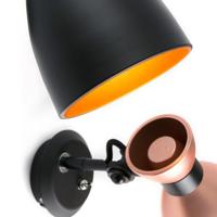 Retro Design Wandlamp kleur koper met zwarte accenten fitting E14 20045 Spaans Design Faro - thumbnail