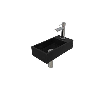 INK - Fonteinpack Quartz Rechts incl. Fonteinkraan - Design Sifon - Design Plug en Montageset - 360x180x90 Mm - Quartz Zwart/chroom