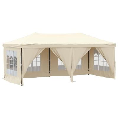 Partytent inklapbaar met zijwanden 3x6 m crèmekleurig - thumbnail