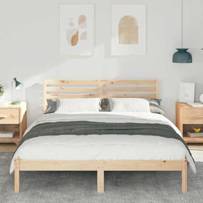 Bedframe met hoofdeinde Bruin 150 x 200 cm Massief grenenhout Bedframe met hoofdeinde Bruin 150 x 200 cm Massief grenenhout