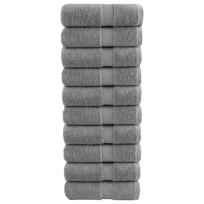 VidaXL Premium washandjes solund 10 stuks grijs 30x30 cm 600 g/m² VidaXL Premium washandjes solund 10 stuks grijs 30x30 cm 600 g/m²