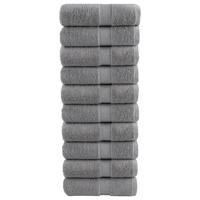 VidaXL Premium washandjes solund 10 stuks grijs 30x30 cm 600 g/m² - thumbnail