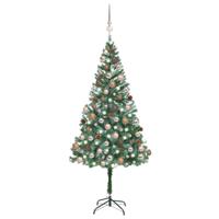 VidaXL Kunstkerstboom met verlichting kerstballen dennenappels 180 cm - thumbnail