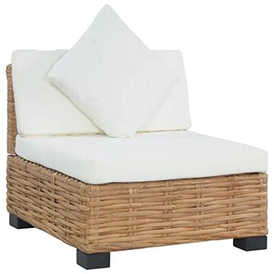VidaXL Bank zonder armleuning met kussens natuurlijk rattan