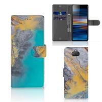 Sony Xperia 10 | Bookcase | Marble Blue Gold - thumbnail