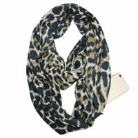 Multifunctionele mode zip Pocket design sjaal (Leopard zwart kaki) - thumbnail