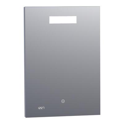 Brauer Quartz Spiegel - Rechthoekig - 50 cm - met Directe LED-Verlichting - Dimbaar - met Touchbediening - met Klok