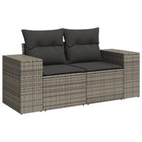 6-delige Loungeset met kussens poly rattan grijs - thumbnail
