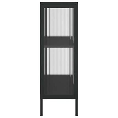 Dressoir 75x35x105 cm glas en staal zwart
