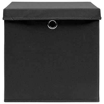 VidaXL Opbergboxen met deksel 4 st 28x28x28 cm zwart VidaXL Opbergboxen met deksel 4 st 28x28x28 cm zwart