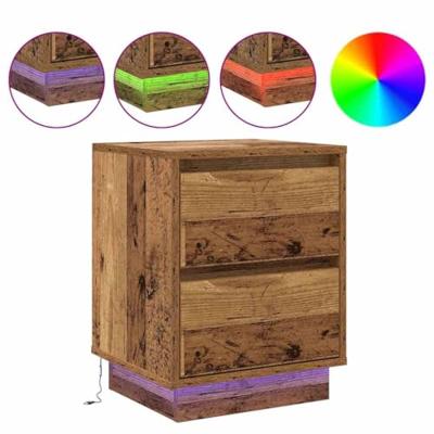 Nachtkastje met lade Oud Hout 39 x 34.5 x 50 cm Bewerkt hout