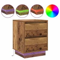 Nachtkastje met lade Oud Hout 39 x 34.5 x 50 cm Bewerkt hout - thumbnail