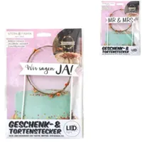 Stern Fabrik Taarttopper bruiloft led op batterij 20 cm 2 assorti | 24 stuks - thumbnail