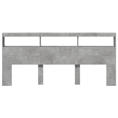 Hoofdbordkast met LED-verlichting 220x17x102 cm betongrijs Hoofdbordkast met LED-verlichting 220x17x102 cm betongrijs
