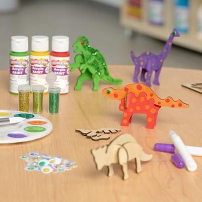 Colorations Bouwpakketje houten 3d dinosaurus, set van 4