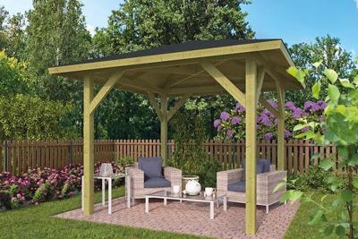 Tuindeco Tourist prieel 340x340 cm vuren groen geïmpregneerd- Puntdak- Geïmpregneerd vurenhout- Tuindeco Tuindeco Tourist prieel 340x340 cm vuren groen geïmpregneerd- Puntdak- Geïmpregneerd vurenhout- Tuindeco