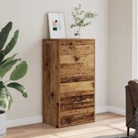 Dressoir met 6 lades 50x34x96 cm bewerkt hout oud houtkleurig - thumbnail