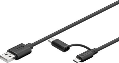 goobay Oplaad- en synchronisatie-combinatiekabel USB-A > Micro-USB / USB-C