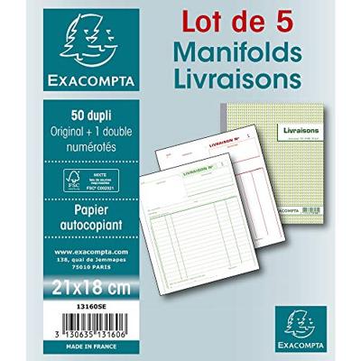 Exacompta leveringen, ft 21 x 18 cm, dupli (50 x 2 vel), Franstalig Exacompta leveringen, ft 21 x 18 cm, dupli (50 x 2 vel), Franstalig