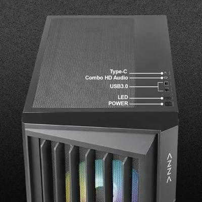 AZZA AZZA PC Gaming Gehäuse Midi Torrent 490, Midi-tower Gaming-behuizing Zwart