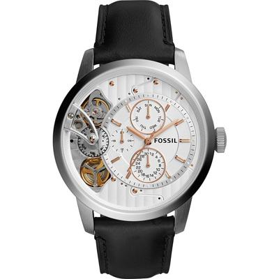 Fossil heren quartzhorloge van roestvrij staal en leer ME1164