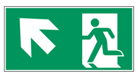 Nooduitgang naar links boven - 300 x 150 mm - Sticker - thumbnail