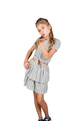 B.Nosy zomer rok meisjes - zwart/wit gestreept - 2-laags - Romee