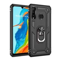 Armor schokbestendige TPU + PC beschermhoes voor Huawei P30 lite met 360 graden rotatie houder (zwart) - thumbnail