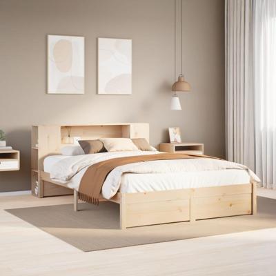 Bed met boekenkast zonder matras massief grenenhout 120x200 cm