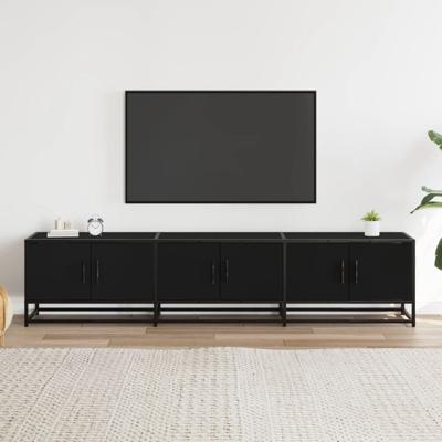 Tv-meubel 180x35x41 cm bewerkt hout zwart - thumbnail