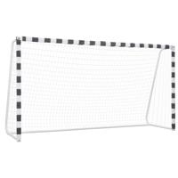 VidaXL Voetbaldoel 300x160x90 cm metaal zwart en wit - thumbnail
