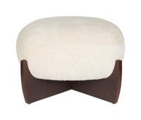 Dutchbone Hocker 'Emilius' Bouclé en rubberhout - thumbnail