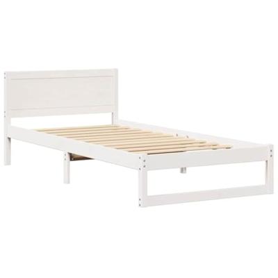 Bedframe met hoofdeinde Wit 75 x 190 cm Massief grenenhout