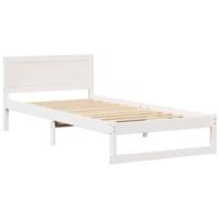 Bedframe met hoofdeinde Wit 75 x 190 cm Massief grenenhout - thumbnail