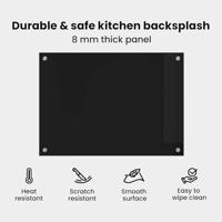 VidaXL Keuken achterwand zwart 70 x 50 cm gehard glas - thumbnail
