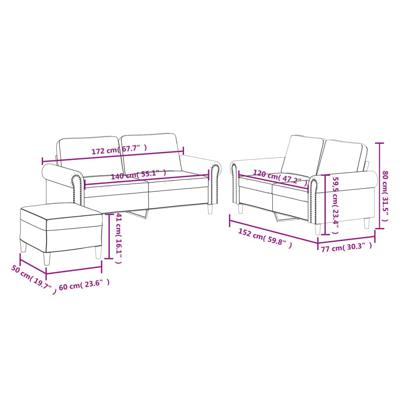 3-delige Loungeset met kussens kunstleer grijs - thumbnail