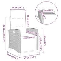 Verstelbare tuinstoel met bijzettafel poly rattan grijs - thumbnail