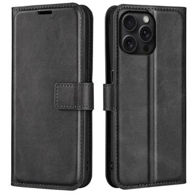 Casecentive Leren Wallet case met sluiting iPhone 16 Pro zwart