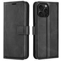 Casecentive Leren Wallet case met sluiting iPhone 16 Pro zwart - thumbnail