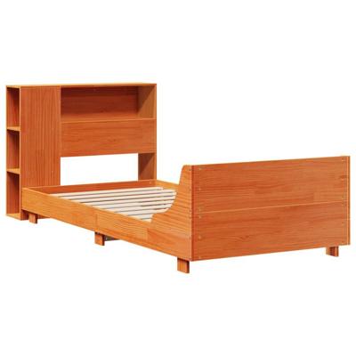 Bedframe zonder matras massief grenenhout wasbruin 75x190 cm
