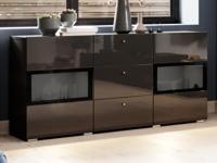 Commode BABEL 2 deuren en 3 lades hoogglans zwart/zwart - thumbnail