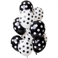 Ballonnen Zwart en Wit Polka Dots Premium - 12 Stuks - thumbnail