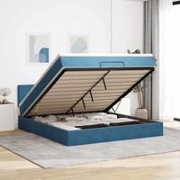 Ottoman bed met matras en LED's 180x200 cm fluweel donkerblauw - thumbnail
