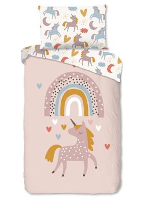 Good Morning Kinderdekbedovertrek "eenhoorn en regenboog" - Multi - (140x200 cm) - Katoen